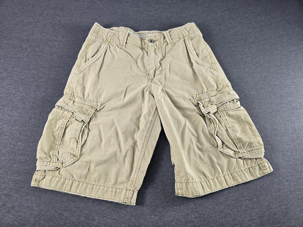 American Eagle Shorts Mens 30 Beige Cargo Longer Length Canvas Outdoor Summer